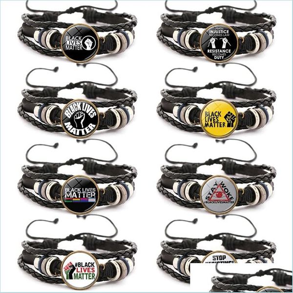 

other bracelets black lives matter leather bracelet i cant breathe men women charm bracelets girls boy jewelry gifts drop delivery dhri3, Golden;silver