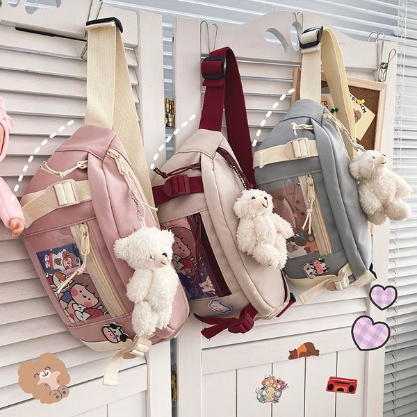 

waist bags fashion women nylon leisure pure color fanny pack girls crossbody chest bag cute student belt packs 221118