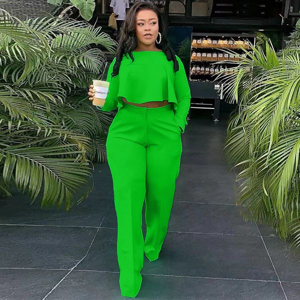 

women s two piece pants women sets solid color tracksuits fall winter outfits long sleeve crop wide leg set plus size sportswear 221119, White