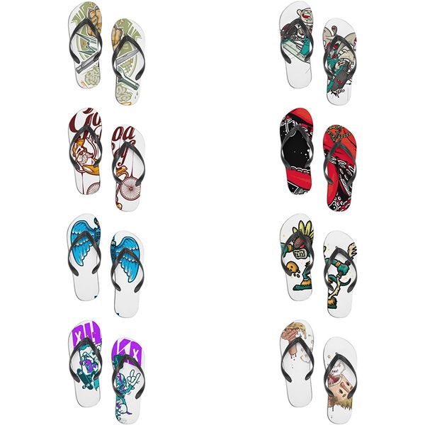 

custom shoes slippers designer flip flop diy pattern accept to customization multicolor white black blue fashion comfortable sandals