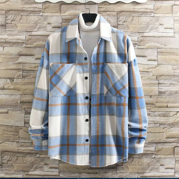 

men's casual shirts plaid long sleeves cardigan fashion spring autumn t221006, White;black