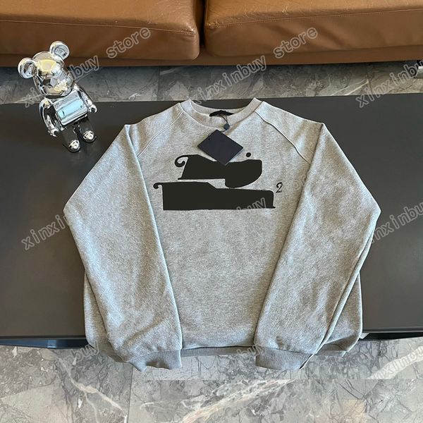 

xinxinbuy men designer hoodie sweatshirt paris chest letter foam print women black white apricot oversize s-xl, Black;brown