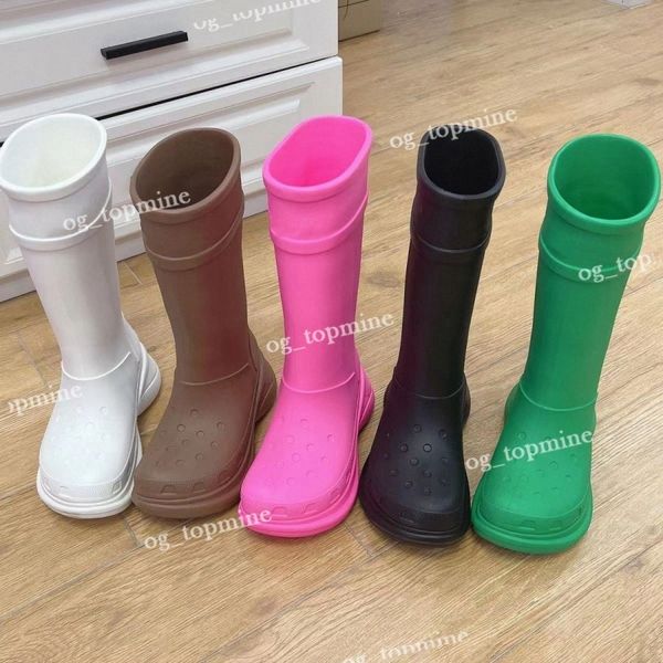 

designer boot boots women rain rubber winter rainboots platform ankle slip-on half pink black green focalistic cross outdoor luxury 35-43