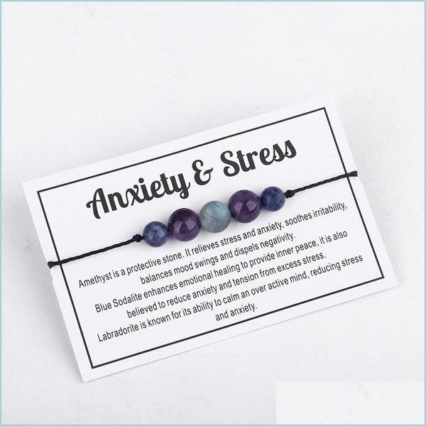 

charm bracelets handmade amethyst anxiety bracelet flash stone beaded wax rope couple jewelry friendship spiritual gift drop dho1i, Golden;silver