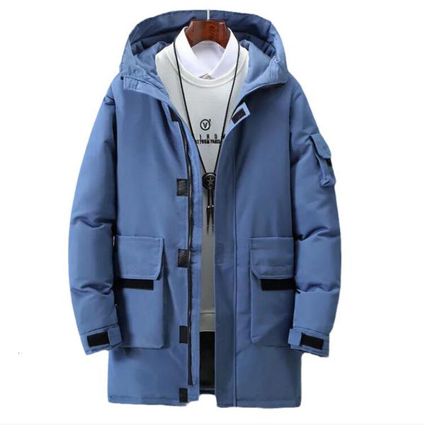 

men's down parkas down padded jacket men's midlength section big pocket trend thickened thick parka coat warm and handsome winter, Black