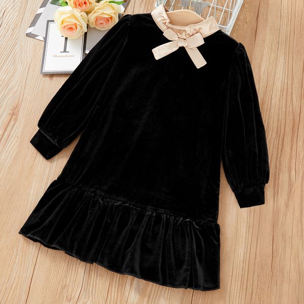 

girl s dresses wholesale autumn and winter infant kids girls solid velvet comfortable girls long sleeve dress 221118, Red;yellow