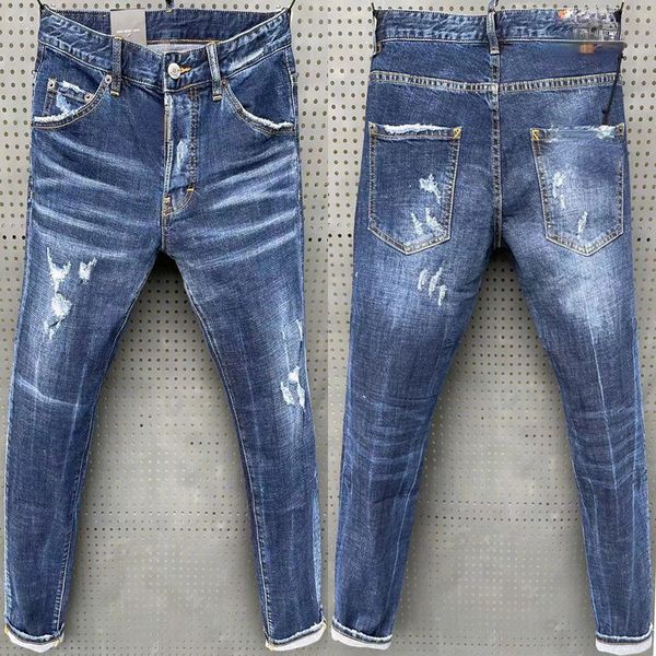 

men's jeans style old tattered paint splashed men's jeans slim fit patch stretch jeans blue skinny beggars pants fashion men 22111