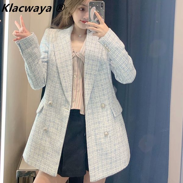 

women's suits blazers za suit jacket tweed femme plaszcz wiosenny damski sobrecamisa cuadros plaid checkered 221119, White;black