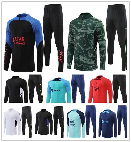 

chandal madrides football tracksuits training suit 2022 23 mens kids soccer jogging jersey shirt survetement foot chandal futbol tuta, Black