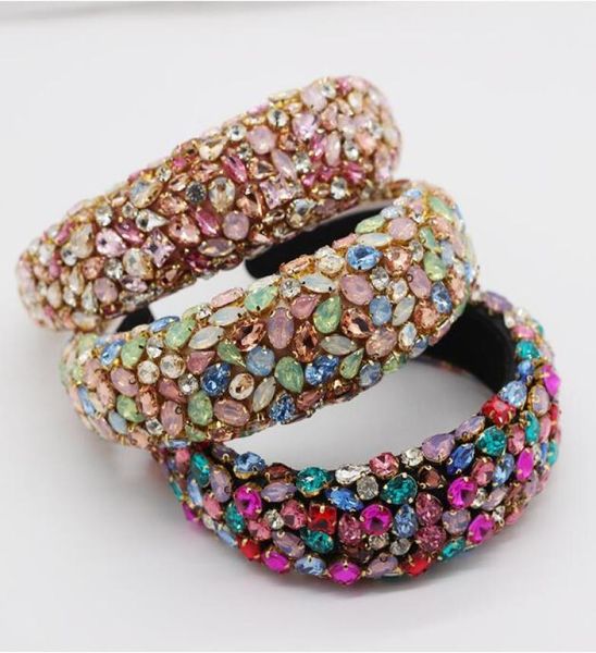 

gorgeous baroque hair jewelry bohemian padded crystal crown headbands exaggerated rhinestone tiara hairbands for women wedding4711212, Silver