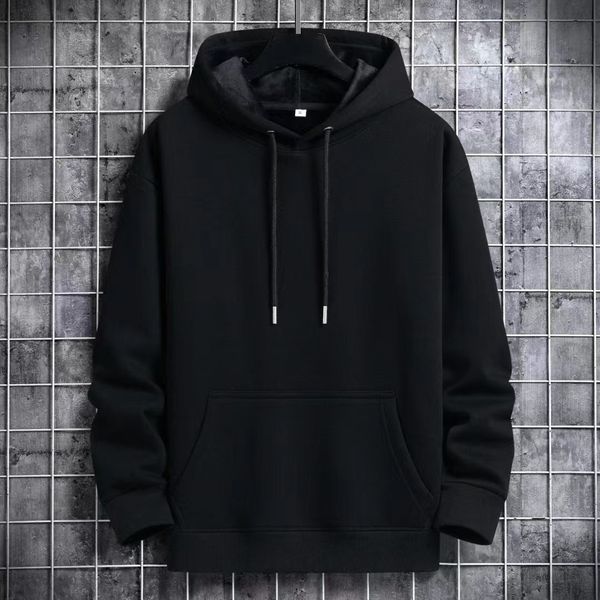 

men's hoodies sweatshirts autumn and winter plush thickened hooded sweater fashion men's sweater personality slim coat hoodie prom, Black
