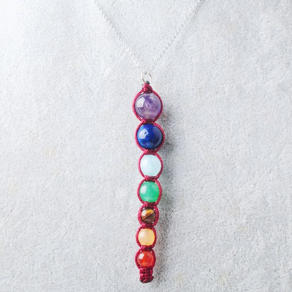 

multicolor lava necklace pendant 7 chakra healing balance beads natural gem for women earrings set e9194, Silver