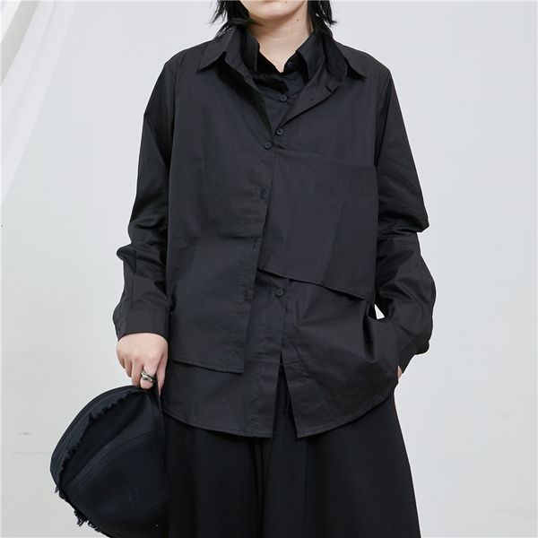 

men's casual shirts s7xl men's spring and summer black double collar false two long sleeve shirts 221119, White;black