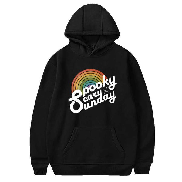 

men's hoodies sweatshirts fashion spooky scary sunday hoodies sweatshirt men women pullover hip hop hoode casual boys girls autumn blac, Black