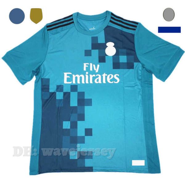 

17 18 player soccer jerseys retro maillot classic vintage camisetas football shirts uniform ucl men blue third away modric pepe ramos, Black;yellow