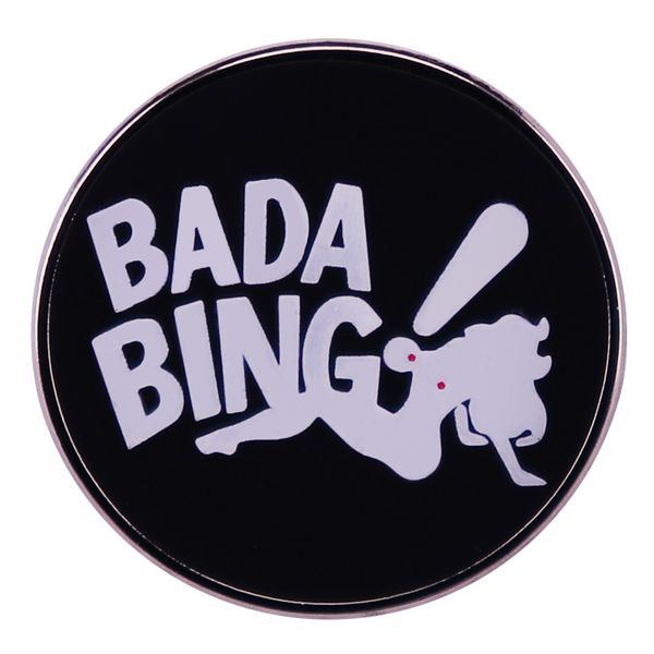 

badabing strip club button enamel pin crime tv the sopranos inspiration badge, Blue