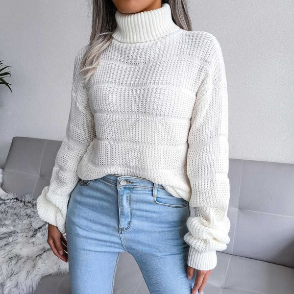 

women's sweaters women 2022 new autumn winter causal turtleneck long sleeve cutout bottom knit sweater for ladies fashion all match t2, White;black