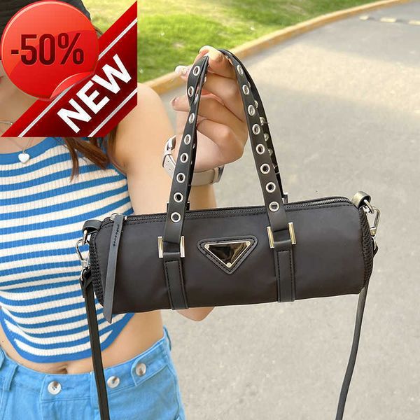 

store has 80% off wholesale black heavy industry nylon penholder bag this summer locomotive style triangle hand fashion shoulder crossbody
