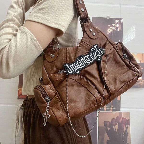 

designer shoulder bags women haex harajuku crossbody retro y2k gothic multi-pocket handbag female large capacity shopping bag