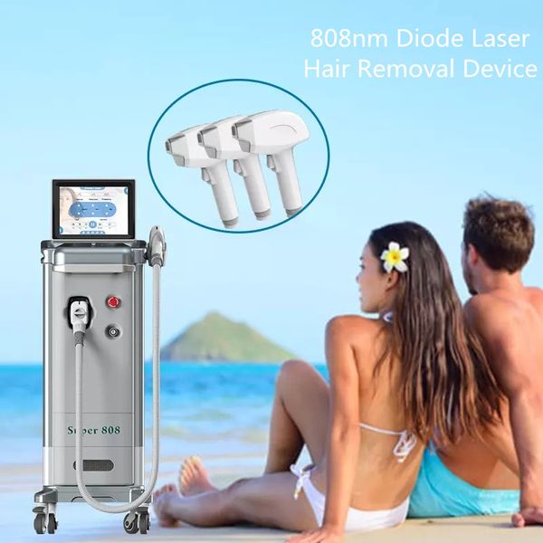 

755nm 808nm 1064nm diode laser hair removal machine big spot laser triple wavelength 808 titanium painless skin rejuvenation cooling system, Black