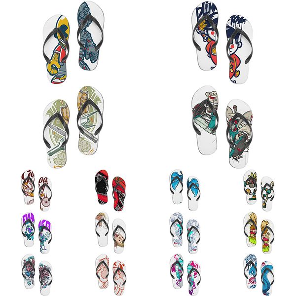 

custom shoes slippers flip flop diy pattern support to customization design multicolor white black blue fashion comfortable sandals