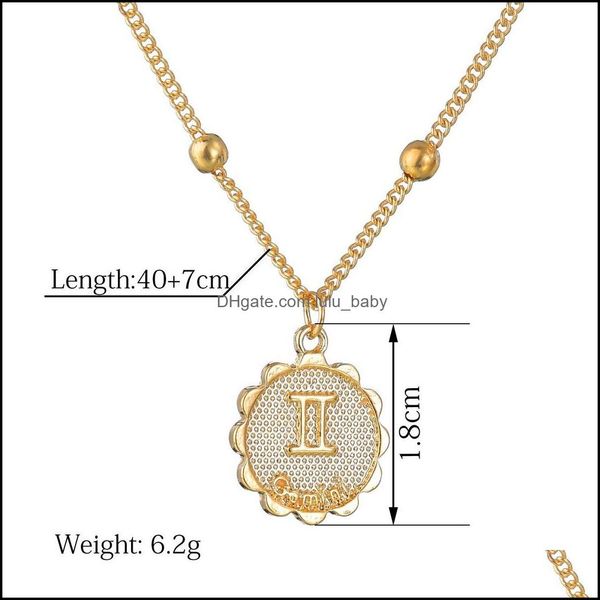 

pendant necklaces 12 constell necklace gold signs pendant women necklaces golden chains coins fashion jewelry for womens birthday gi dh3iw, Silver
