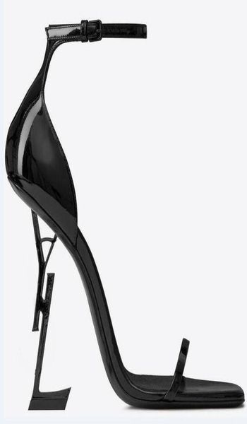 

with box brand new shoes woman summer buckle strap rivet sandals highheeled shoes open toe fashion leather single high heels5634091, Black