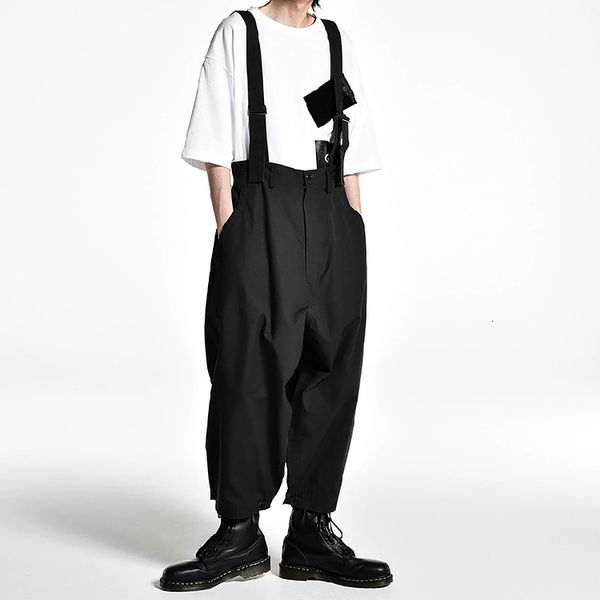 

men's pants s6xl men's wideleg pants and suspenders are loose 221119, Black