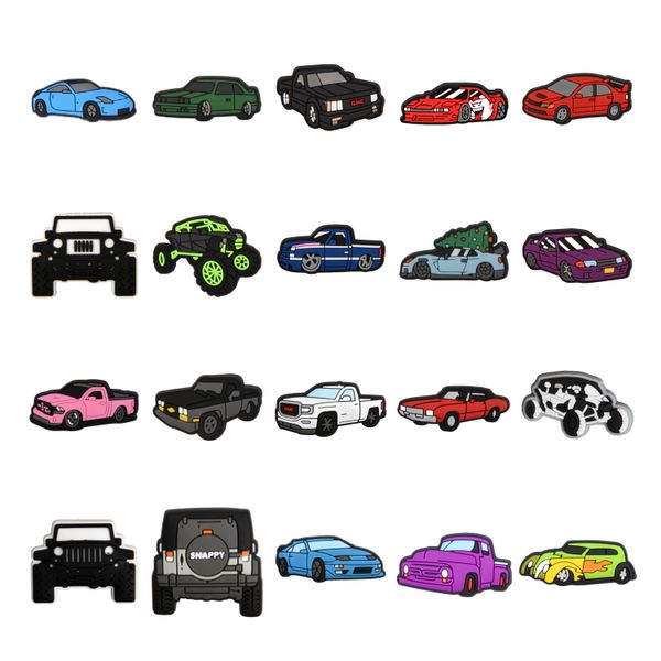 

custom pickup trucks small car bottles crocshoe charms rainbow decoration croc charms christmas gifts for kids, White;pink