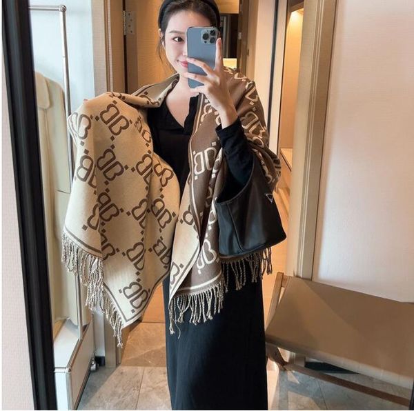 

scarf double-sided two-color autumn and winter versatile korean fashion item big brand warm scarf, Blue;gray