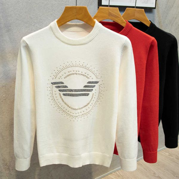 

winter ga wool sweater mens knitwear inlaid diamond sweatshirt ea designer sweaters men women hip hop pullover knitwear, White;black