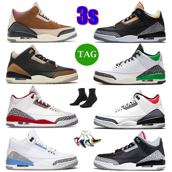 

3 3s man big size basketball shoes new winterized racer blue fire red lucky green unc patchwork muslin pure white neapolitan sneaker designe