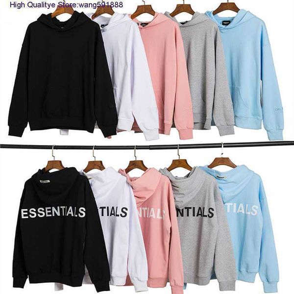 

men's and women's hoodies 2022 fashion brand essential autumn winter new style hooded sweater american reflective print loose coup, Black