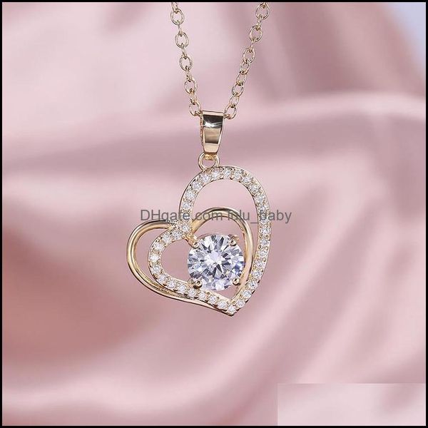 

pendant necklaces cubic zirconia heart pendant necklace sier gold chains diamond women necklaces fashion jewelry gift drop delivery p dhfol, Silver