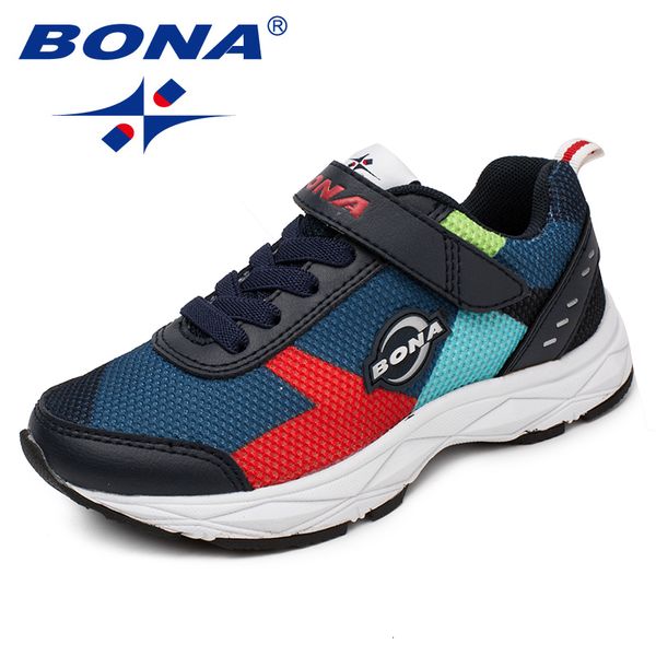 

sneakers bona arrival style children casual shoes mesh boys hook loop girls loafers outdoor fashion 221118, Black;red