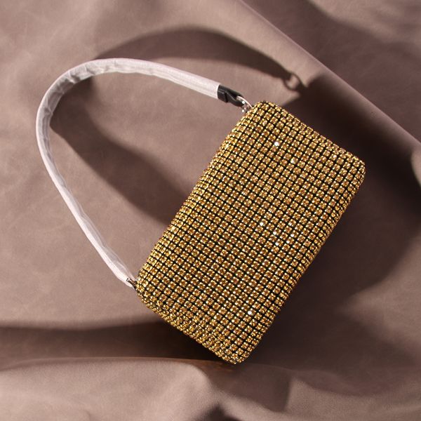 

waist bags perfect evening for women party wedding shining handbags and purses sparkle synthetic diamond chain clutch bag golden 221119