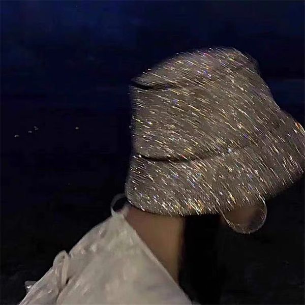 

wide brim hats bucket 04 zhouqi drop luxurious full s shiny nightclub leisure lady bucket cap men women fishermen hat 221119, Blue;gray