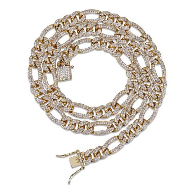 

mens trendy jewelry gold silver color iced out ful cz figaro chains necklace mens bling diamond link chain rapper hiphop charms gi1345681