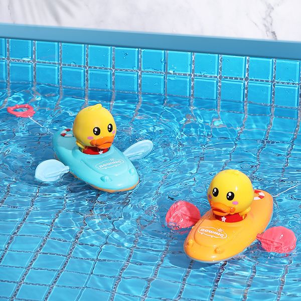 

bath toys children water playing chain rowing boat swim floating cartoon duck infant baby early education room beach gifts 221118