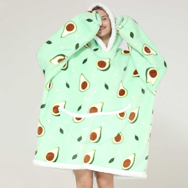 

others apparel avocado oversized hoodie blanket children winter hoodies blanket gown tv blanket with sleeves pullover hoody sweatshirts t221, Black;white