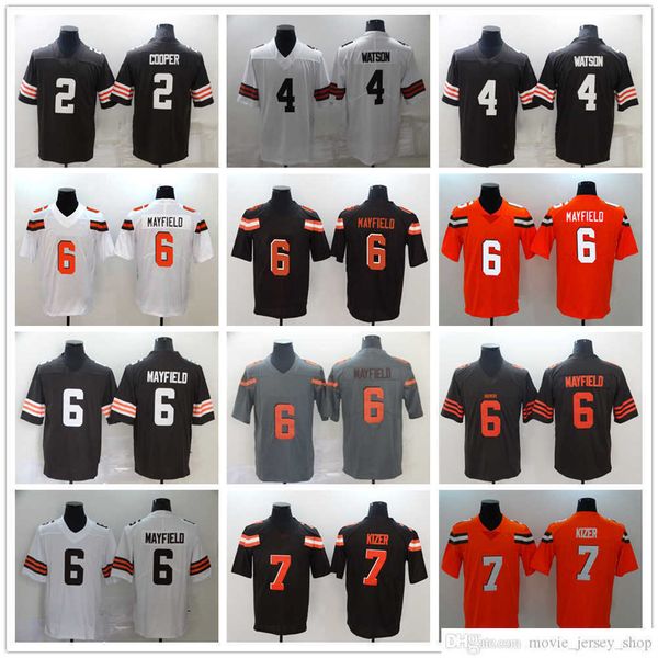 

2022 new football jerseys 2 cooper 4 watson 6 baker mayfield 7 deshone kizer stitched jersey, Black;red