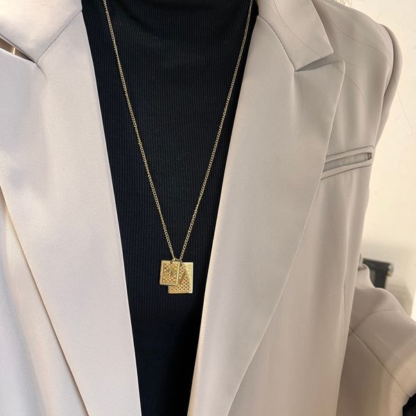 

charm premium 18k gold plated necklace selected luxury exquisite square brand necklaces designer jewelry long chain premium elegant accessor, Silver