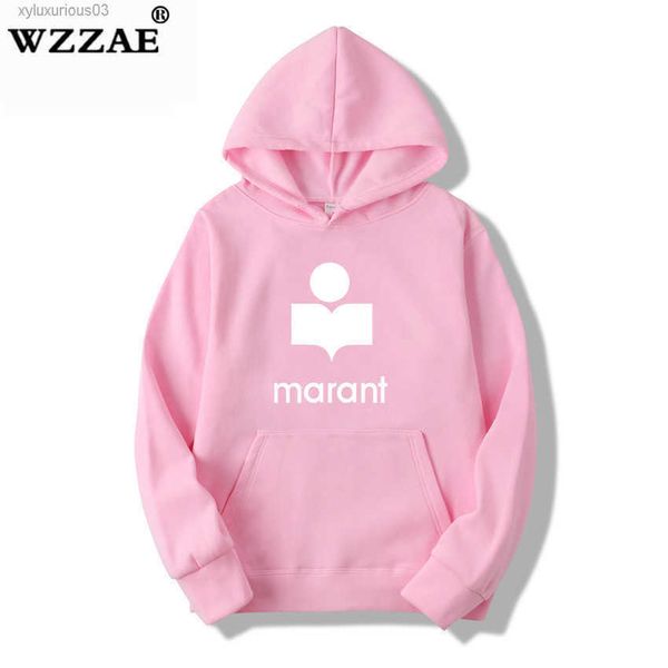 

marant hoodie sweatshirt hooded clothes streetwear harajuku fashion long sleeve 2022 hip hop cotton printing full y0802, Black