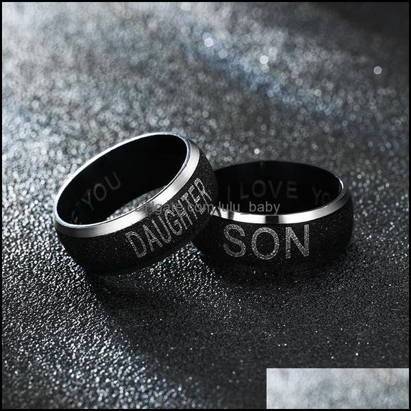 

band rings black stainless steel love you mom son daughter ring women mens band rings fashion jewelry gift drop delivery dhcru, Silver