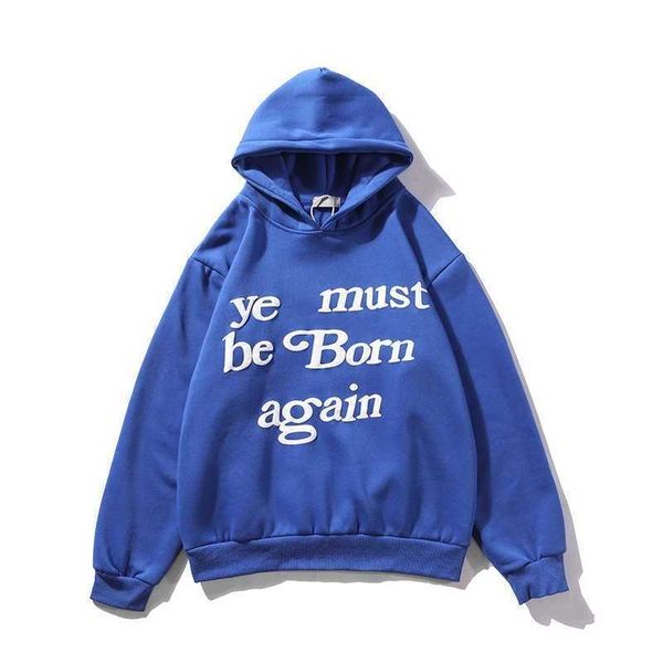 

designer classic wests luxury mens hoodie cpfm kanyes ye must be born again printed womens couple yzys vintage pullover sweater hooded, Black