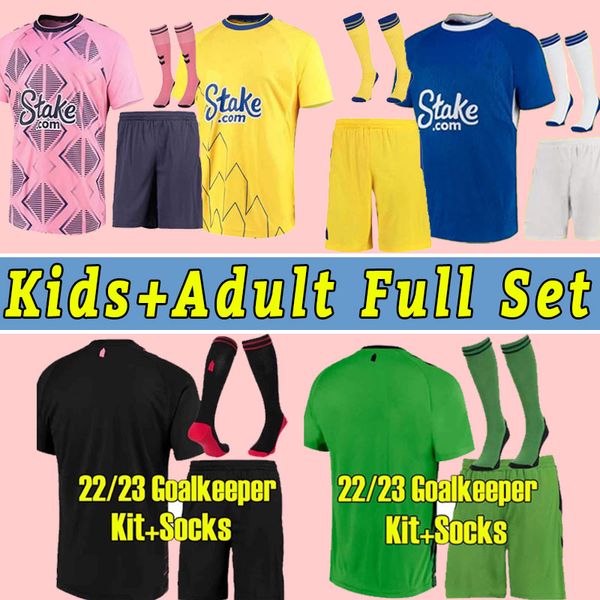 

kids the toffees third soccer jerseys andre gomes dele calvert-lewin gray townsend doucoure y.mina holgate mykolenko gordon goalkeeper socks, Black;yellow