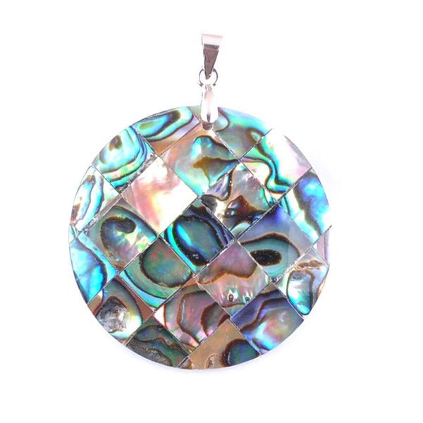 

pendant necklaces natural abalone shell pearl pendants necklaces no drilling hole roundshaped reiki gem stone bead women girls jewel dhmg3, Silver