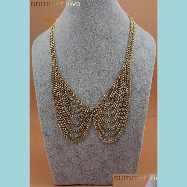 

chokers fashion mti layer chain tassel necklace gold color false collar choker necklaces for women girls jewelry drop delivery pendan dhncz, Golden;silver