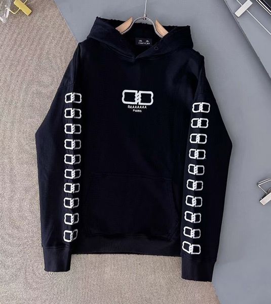 

duyou vintage embroidery paris hoodies luxury designer men hoody women sweatshirts combed cotton print sueter hombre heather pullover hoodie, Black