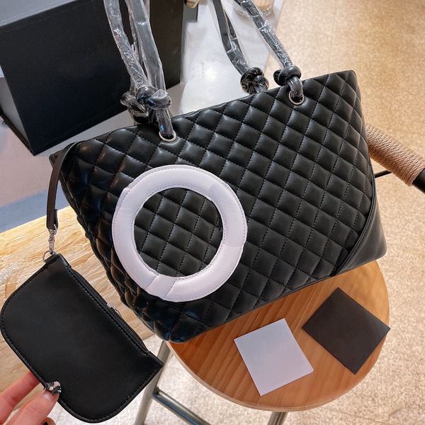 

vintage kangpeng shopping totes gst bags lambskin quilted embroidery leather handle with mini coins purse womens outdoor large capacity shou
